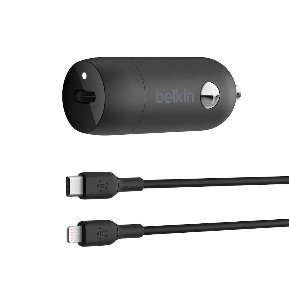 Belkin BoostCharge 30W USB-C Car ChargerWith USB-C to Lightning Cable - Black