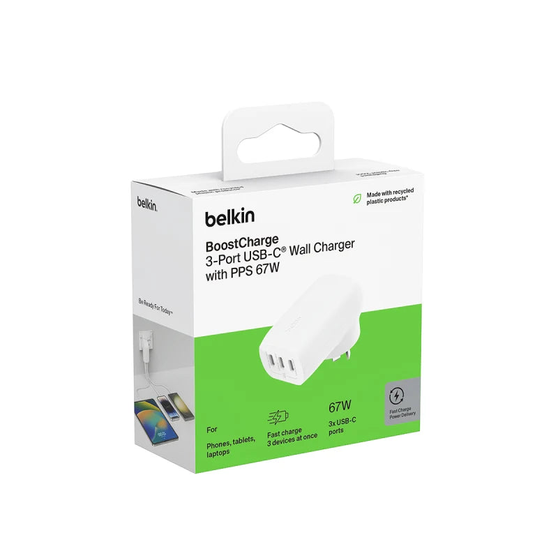 Belkin BoostCharge 3 PortUSB-C Wall Charger with PPS 67W