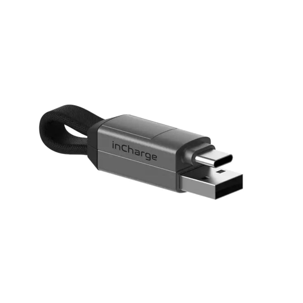 Rolling Square inCharge 6 -18W 6 in 1 Keyring Cable - Mercury Grey -Black / Grey