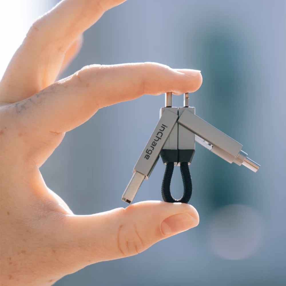 Rolling Square inCharge 6 -18W 6 in 1 Keyring Cable - Mercury Grey -Black / Grey