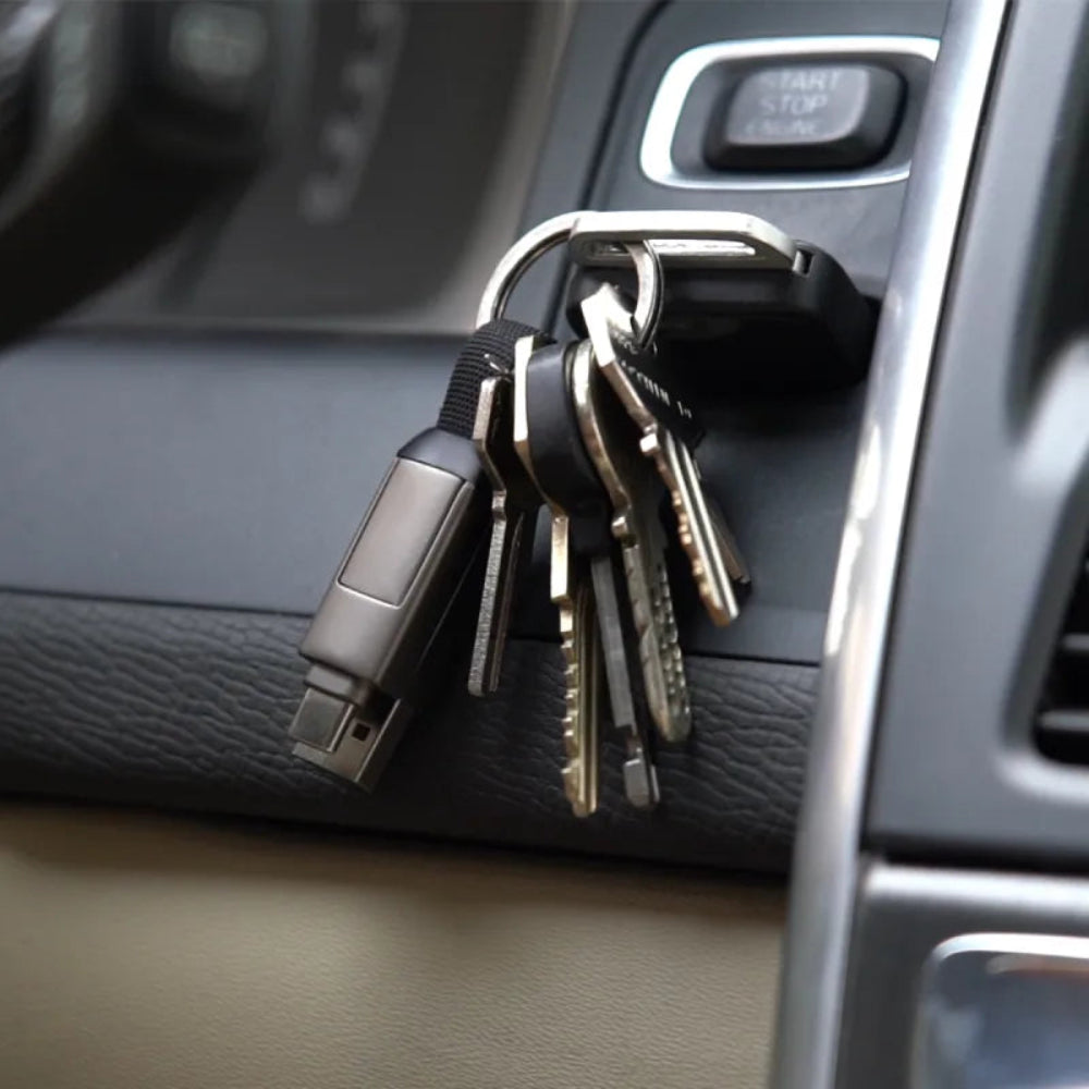 Rolling Square inCharge 6 -18W 6 in 1 Keyring Cable - Mercury Grey -Black / Grey