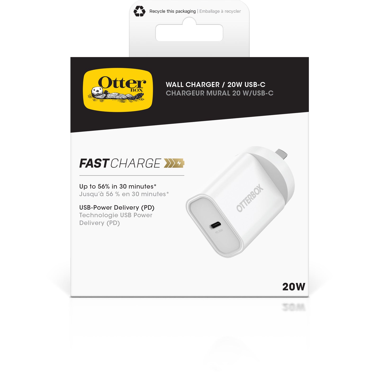 OtterBox 20W Wall Charger With USB-C and Power Delivery - White