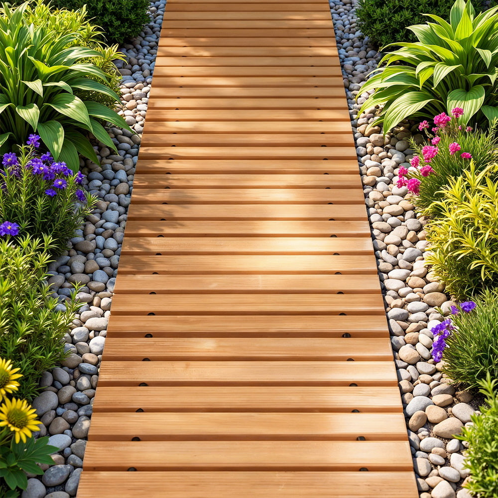 Gardeon 8FT Wooden Garden Pathway Roll-Out Straight Walkway Outdoor Backyard Brown