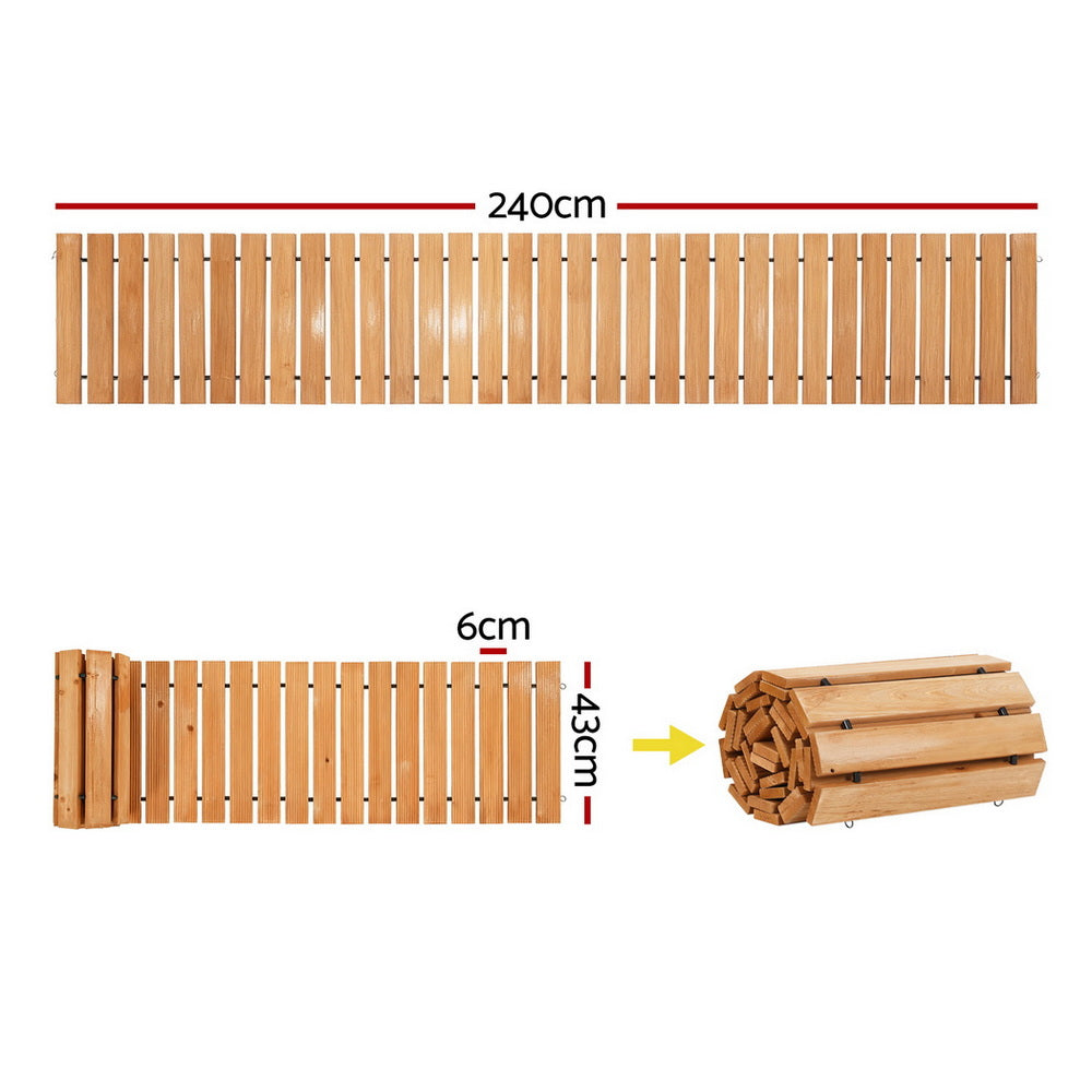 Gardeon 8FT Wooden Garden Pathway Roll-Out Straight Walkway Outdoor Backyard Brown