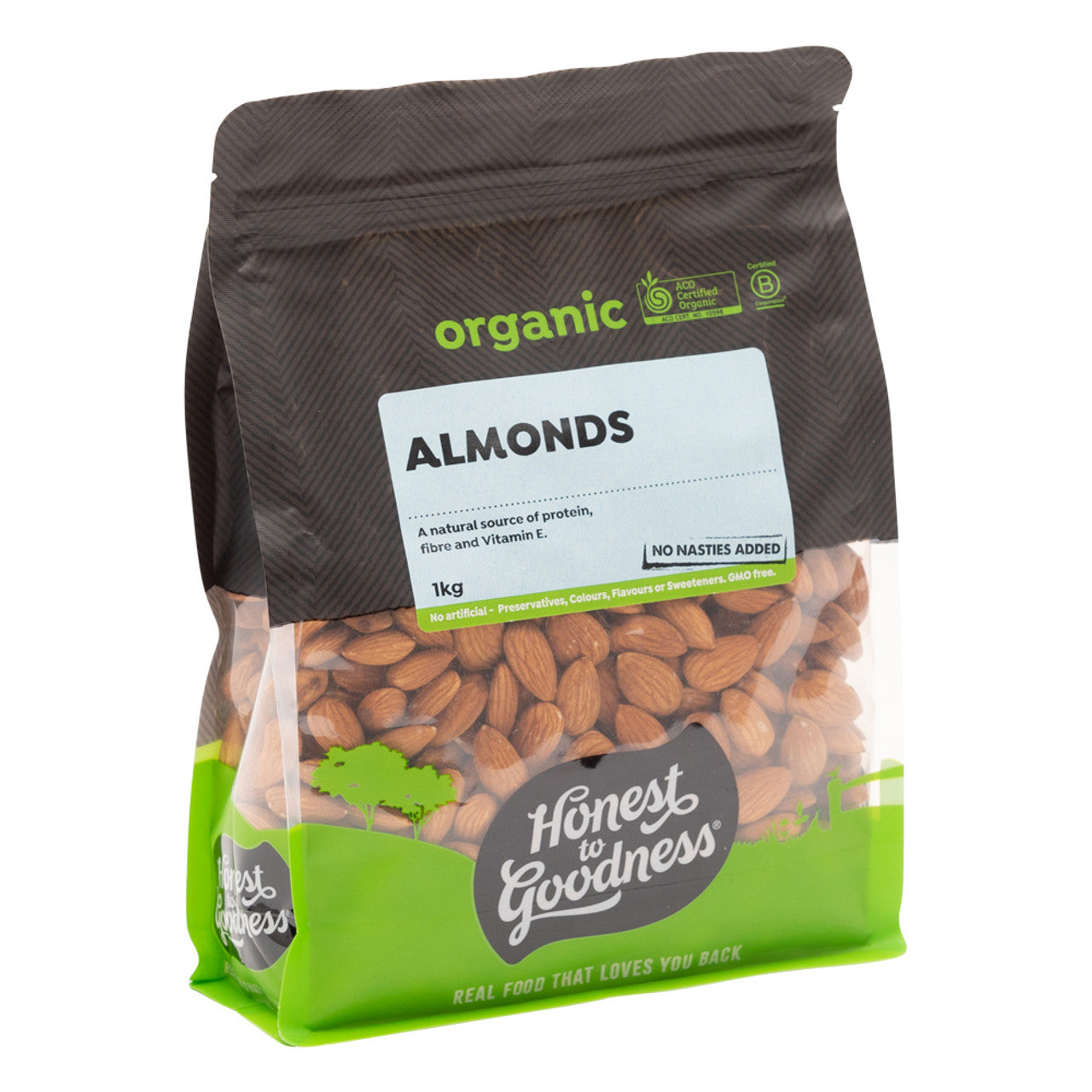 Honest to Goodness Organic Raw Almonds, 1 kg Pack