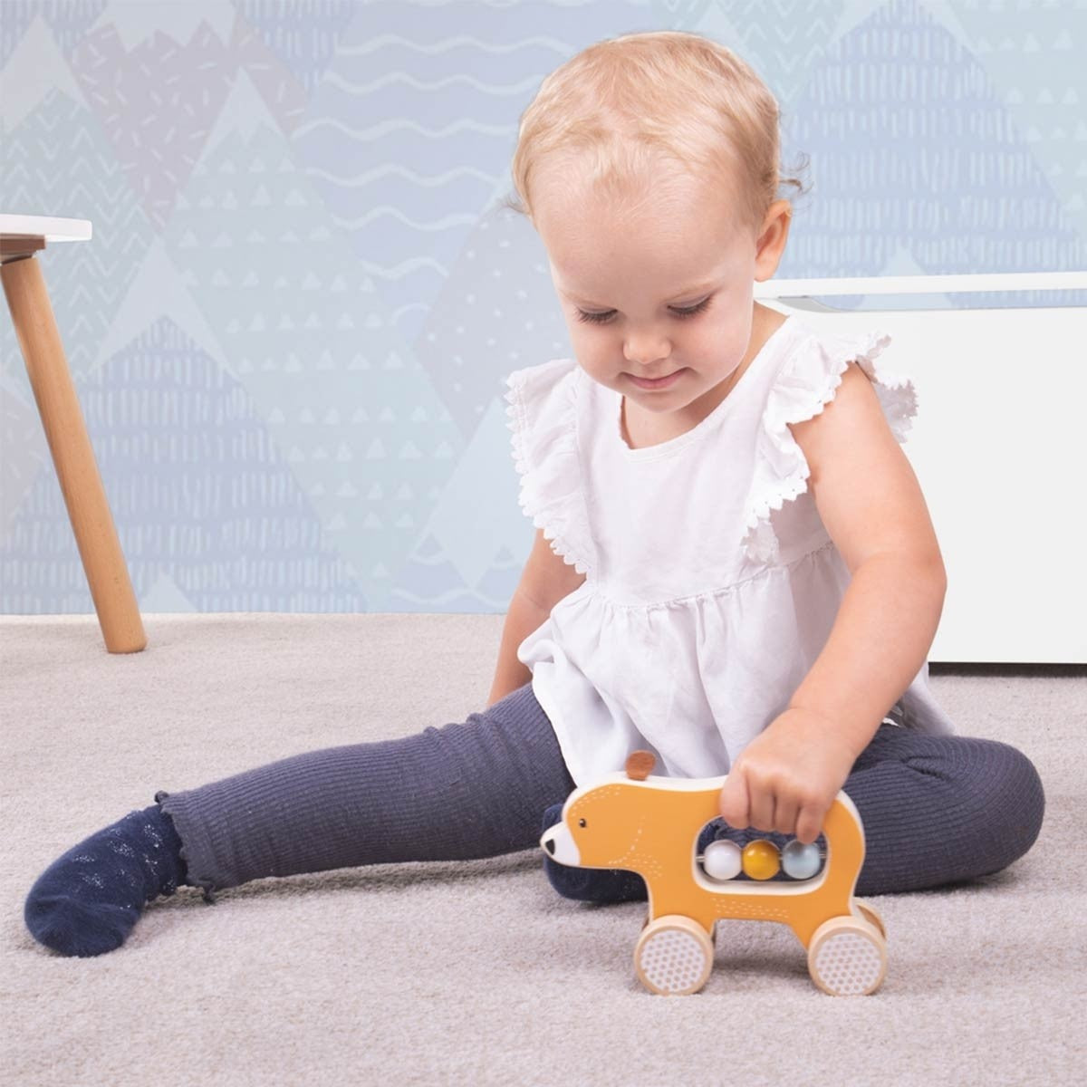 Bigjigs Toys Push Along Bear Toy for Toddlers FSC Certified Wooden