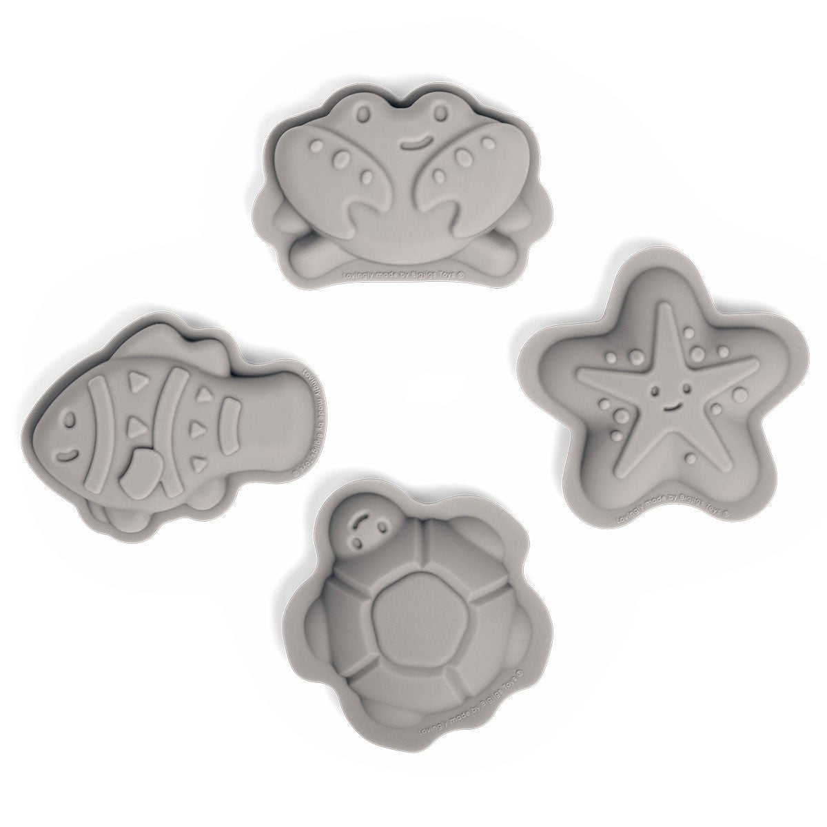Bigjigs Toys Stone Grey Sand Moulds Silicone Beach Toy Set