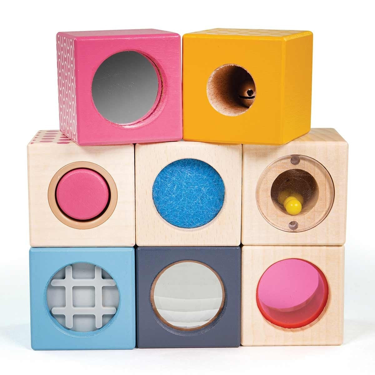 Bigjigs Toys FSC Sensory Blocks Wooden Baby Stacking Toy