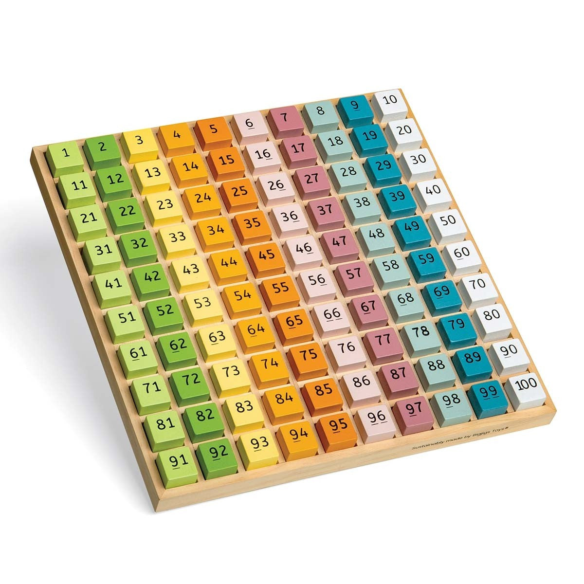 Bigjigs Toys Scandi Inspired Wooden Number Counting Tray for Toddlers