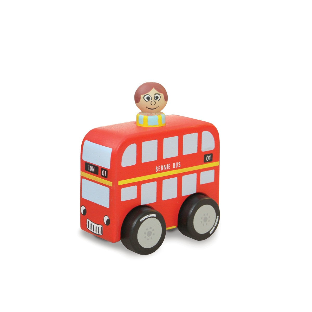 Indigo Jamm Mini Bernie Bus Wooden Toy with Removable Peg Person for Toddlers