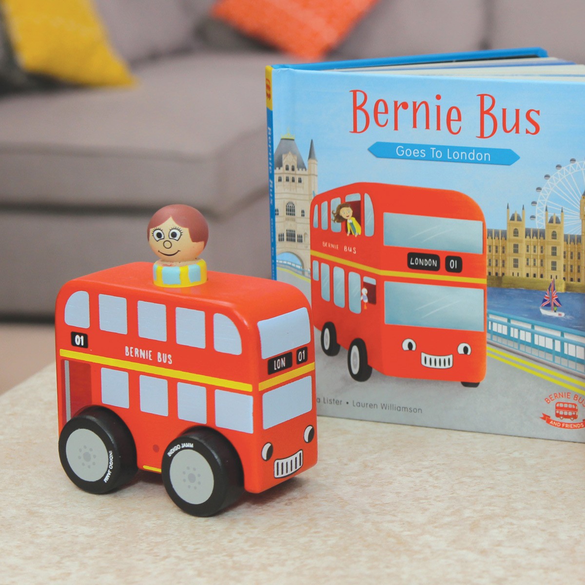 Indigo Jamm Mini Bernie Bus Wooden Toy with Removable Peg Person for Toddlers