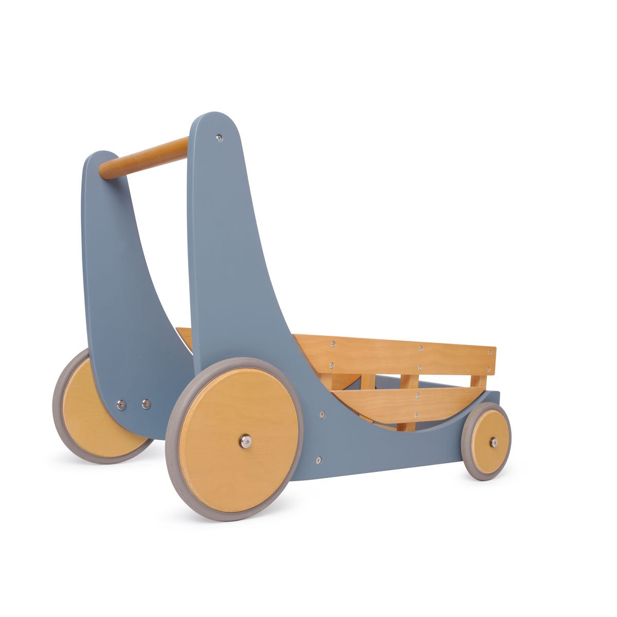 Kinderfeets Cargo Walker Slate Blue Wooden Push Toy for Toddlers