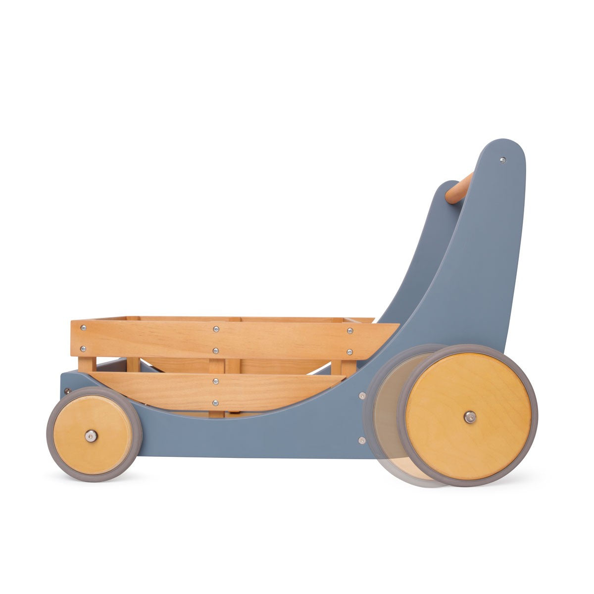 Kinderfeets Cargo Walker Slate Blue Wooden Push Toy for Toddlers