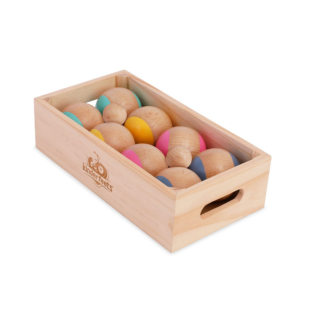 Kinderfeets Boules Wooden Toss Game for Family Fun with Storage Crate