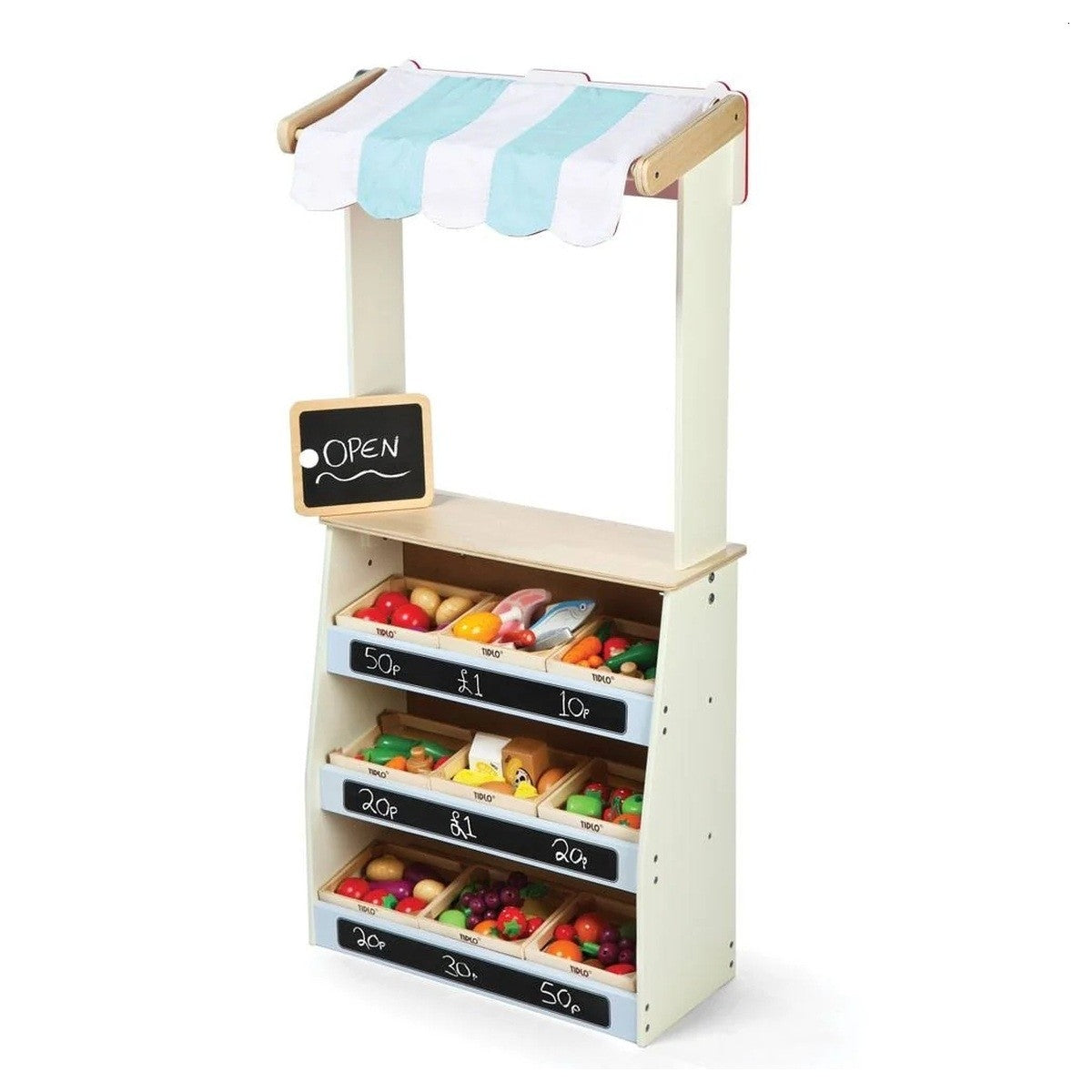 Tidlo Wooden Play Shop & Puppet Theatre 2 in 1 Role Play Toy for Kids