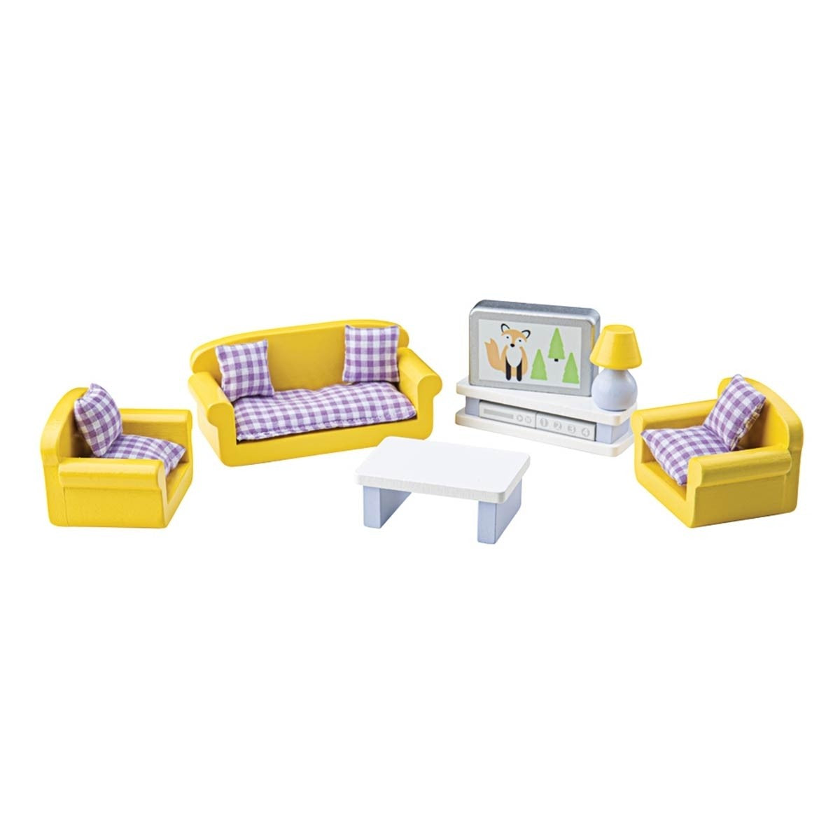 Tidlo Wooden Living Room Furniture Set Dollhouse Accessories for Kids