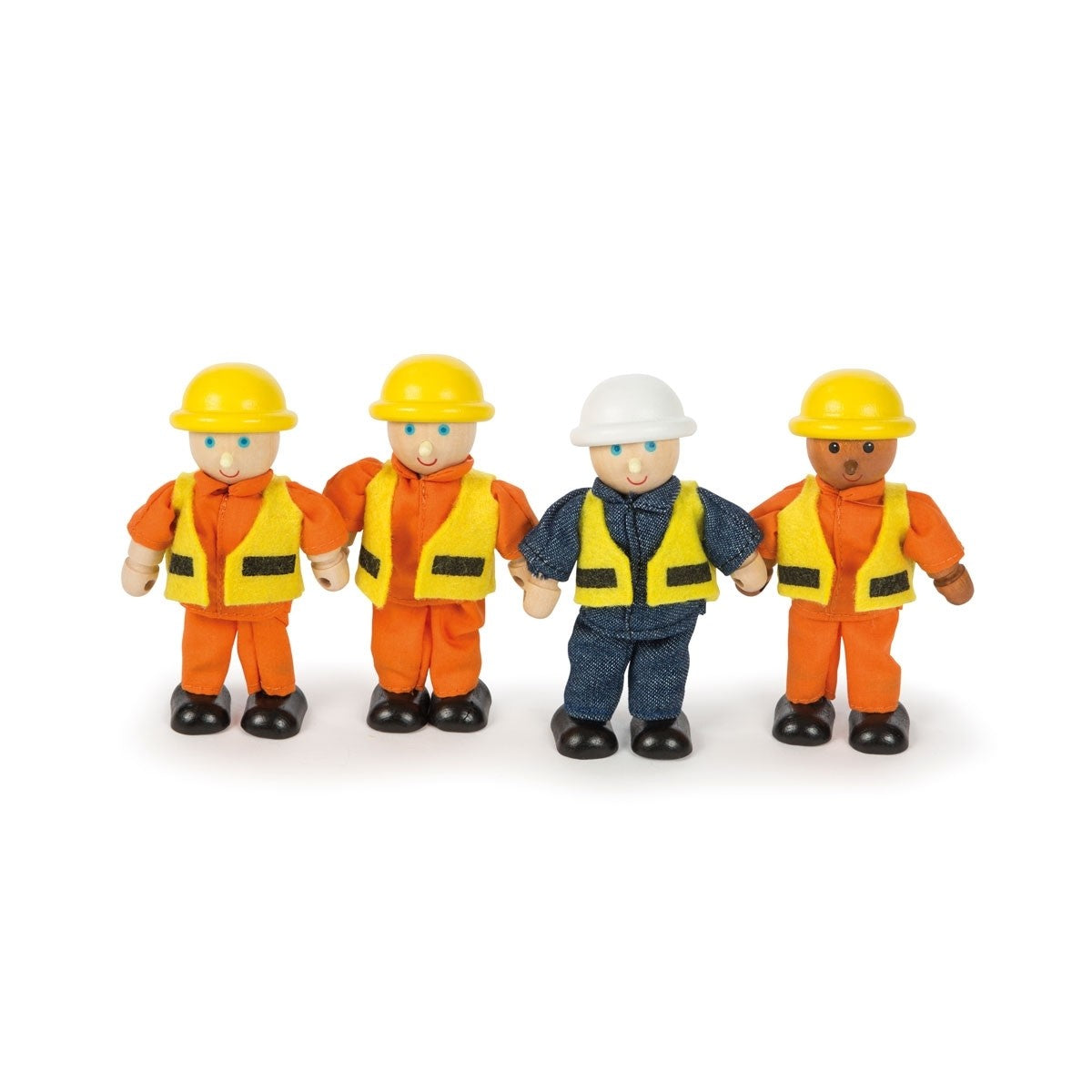 Tidlo Construction Workers Set Poseable Builders Figures for Pretend Play