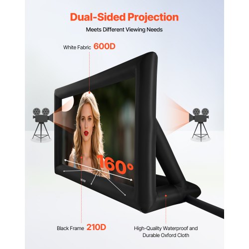 VEVOR 16 ft Inflatable Projection Screen with Portable Storage Bag for Movies
