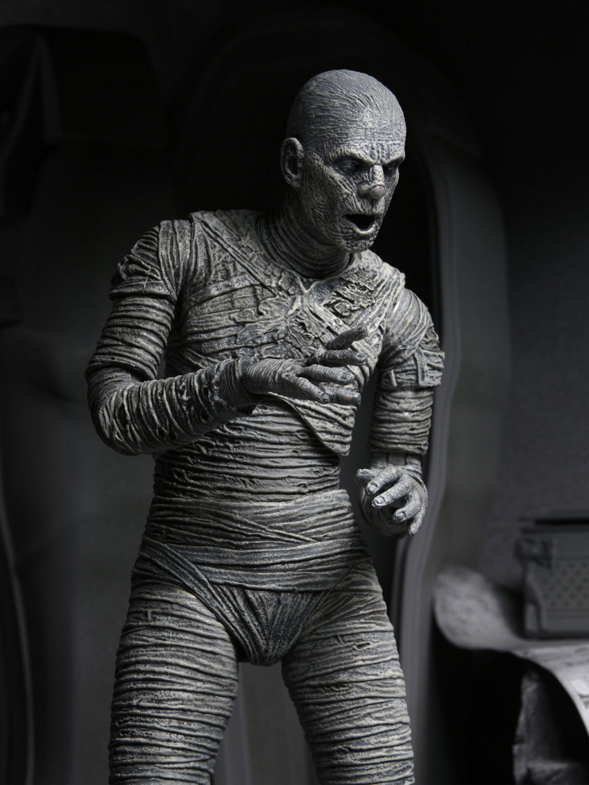 Universal Monsters The Mummy Ultimate Action Figure 7" Collectible – Black and White