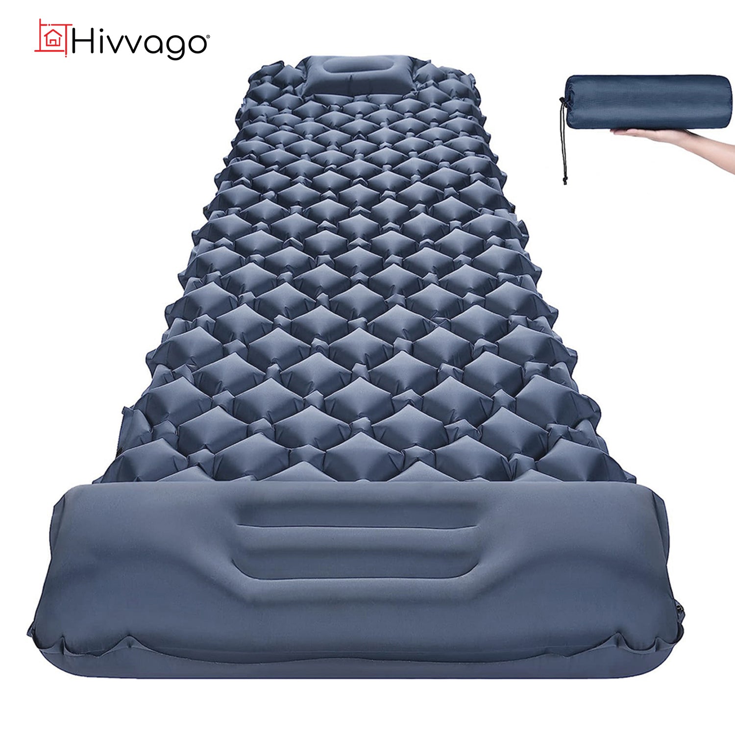 Hivvago Inflatable Sleeping Pad with Built-in Pump - Ultralight Camping Mat