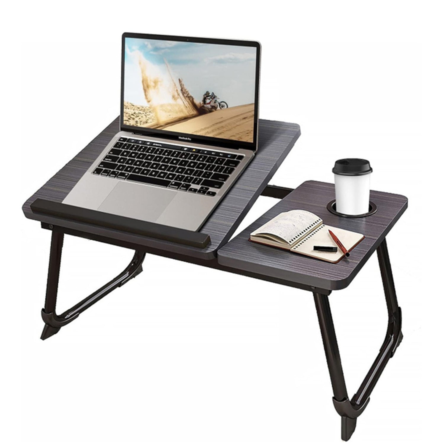 Hivvago Adjustable Laptop Desk – Foldable Bed Table with Cup Holder, 55×32 cm