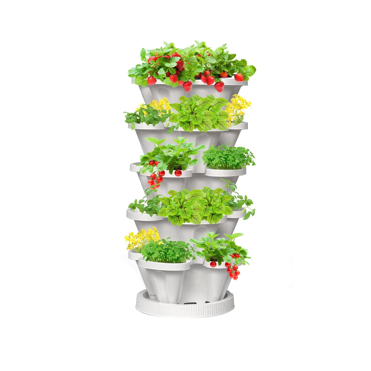 Hivvago 5-Tier Vertical Garden Planter – Stackable Indoor/Outdoor Pot with Base