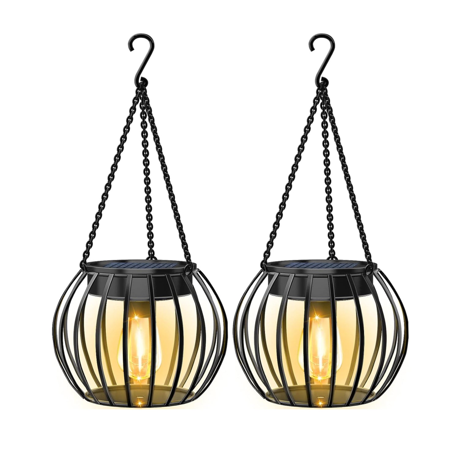 Hivvago 2-Pack Solar Hanging Lanterns – Outdoor Decorative Pumpkin Lights