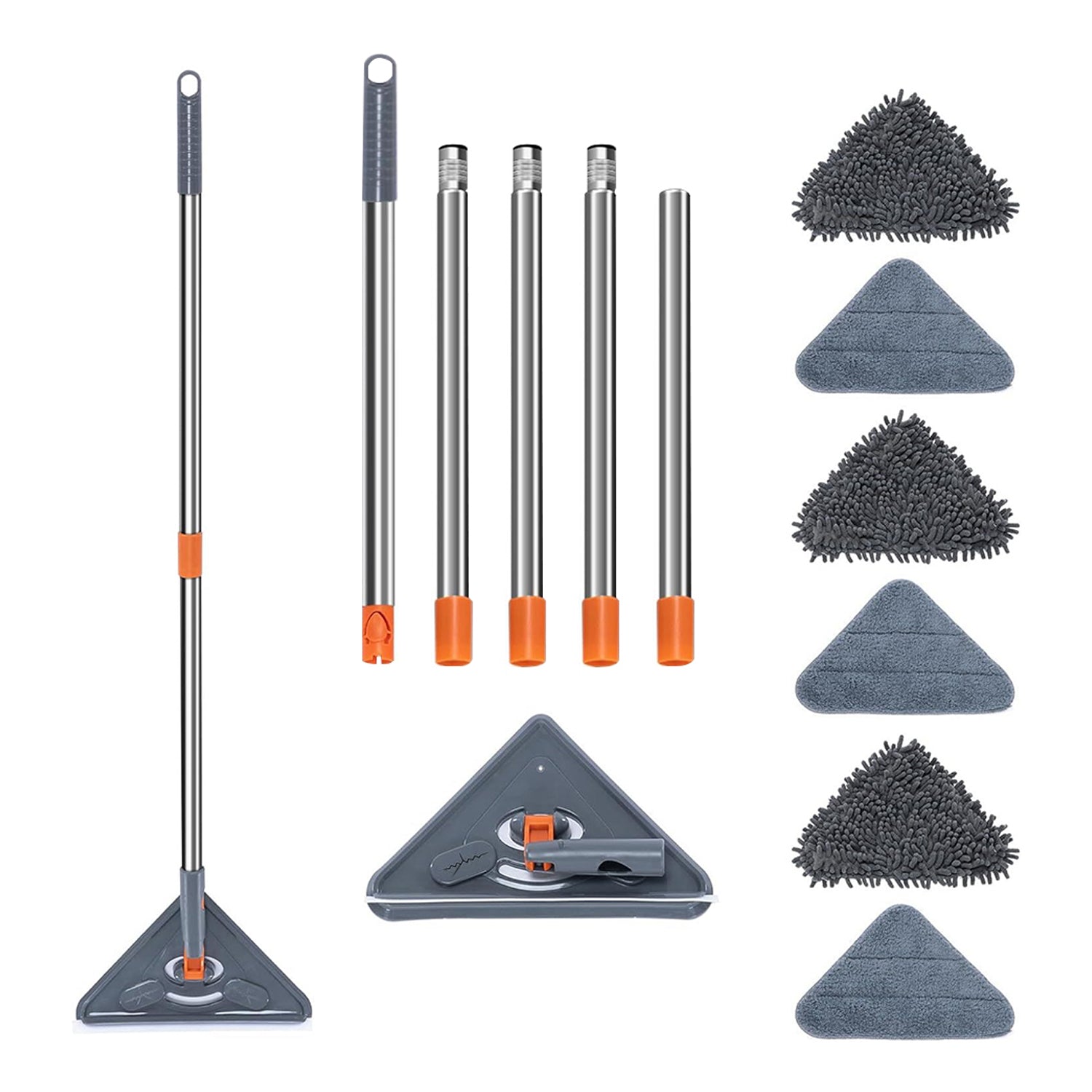 Hivvago Triangular Wall & Window Mop – Adjustable Long-Handle Cleaning Tool