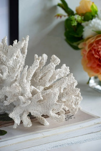 Faux Coral Classic White Realistic Polyresin Décor for Coastal Style
