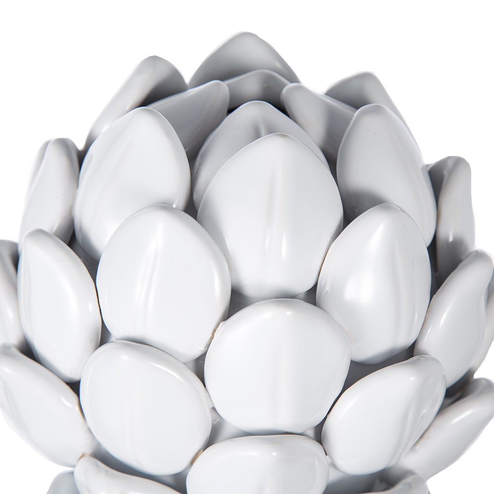 Artichoke Small Finial White Ceramic Decorative Accent for Home Décor