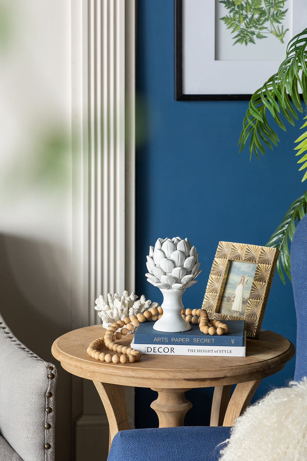 Artichoke Small Finial White Ceramic Decorative Accent for Home Décor