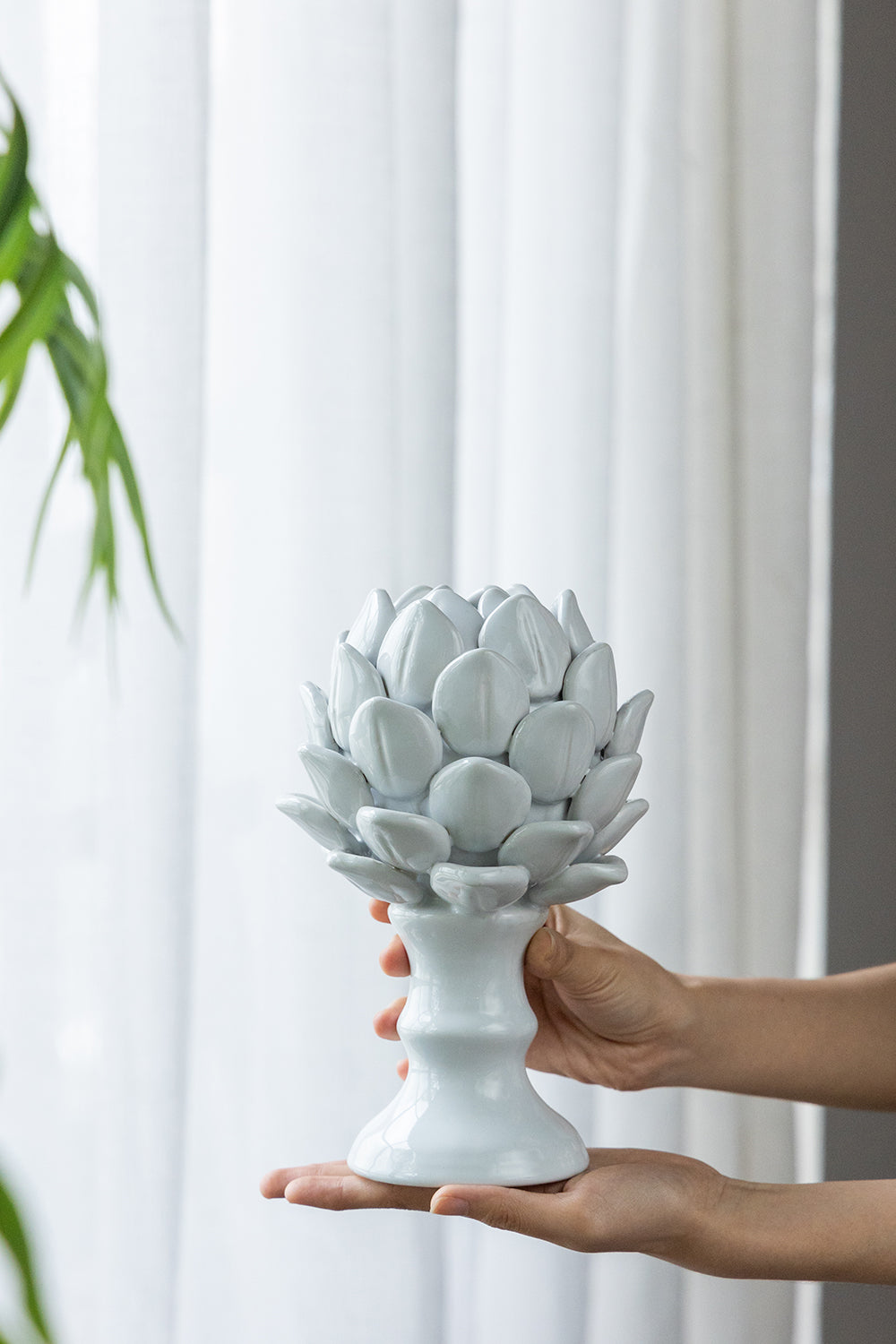 Artichoke Small Finial White Ceramic Decorative Accent for Home Décor