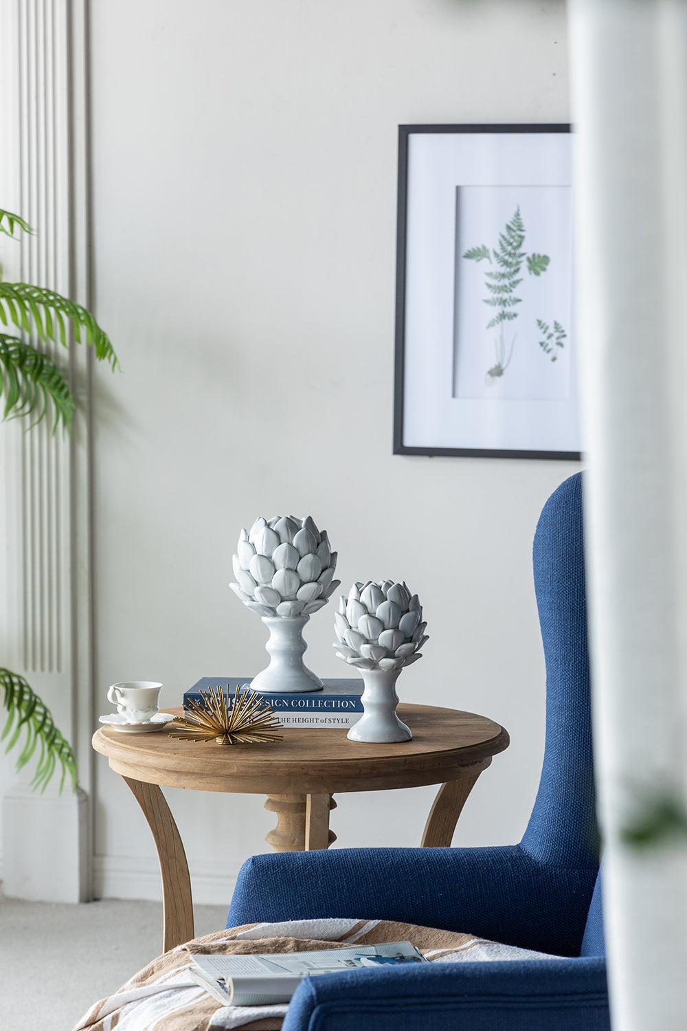 Artichoke Finial Large White Ceramic 26cm Decorative Accent Piece