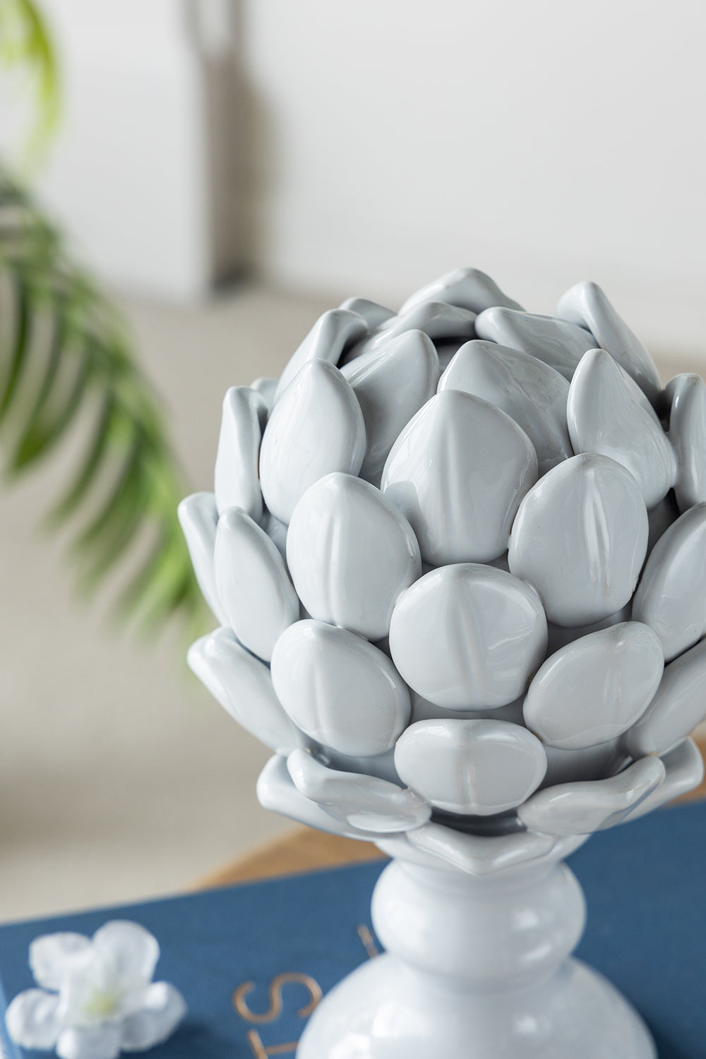 Artichoke Finial Large White Ceramic 26cm Decorative Accent Piece