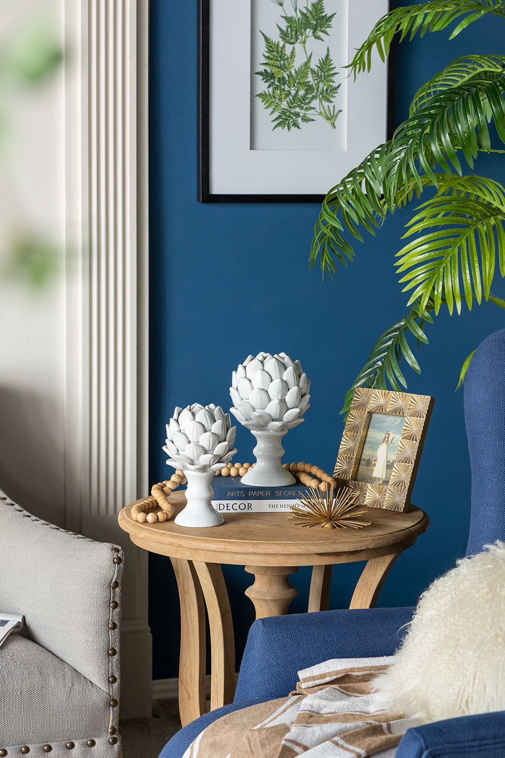 Artichoke Finial Large White Ceramic 26cm Decorative Accent Piece