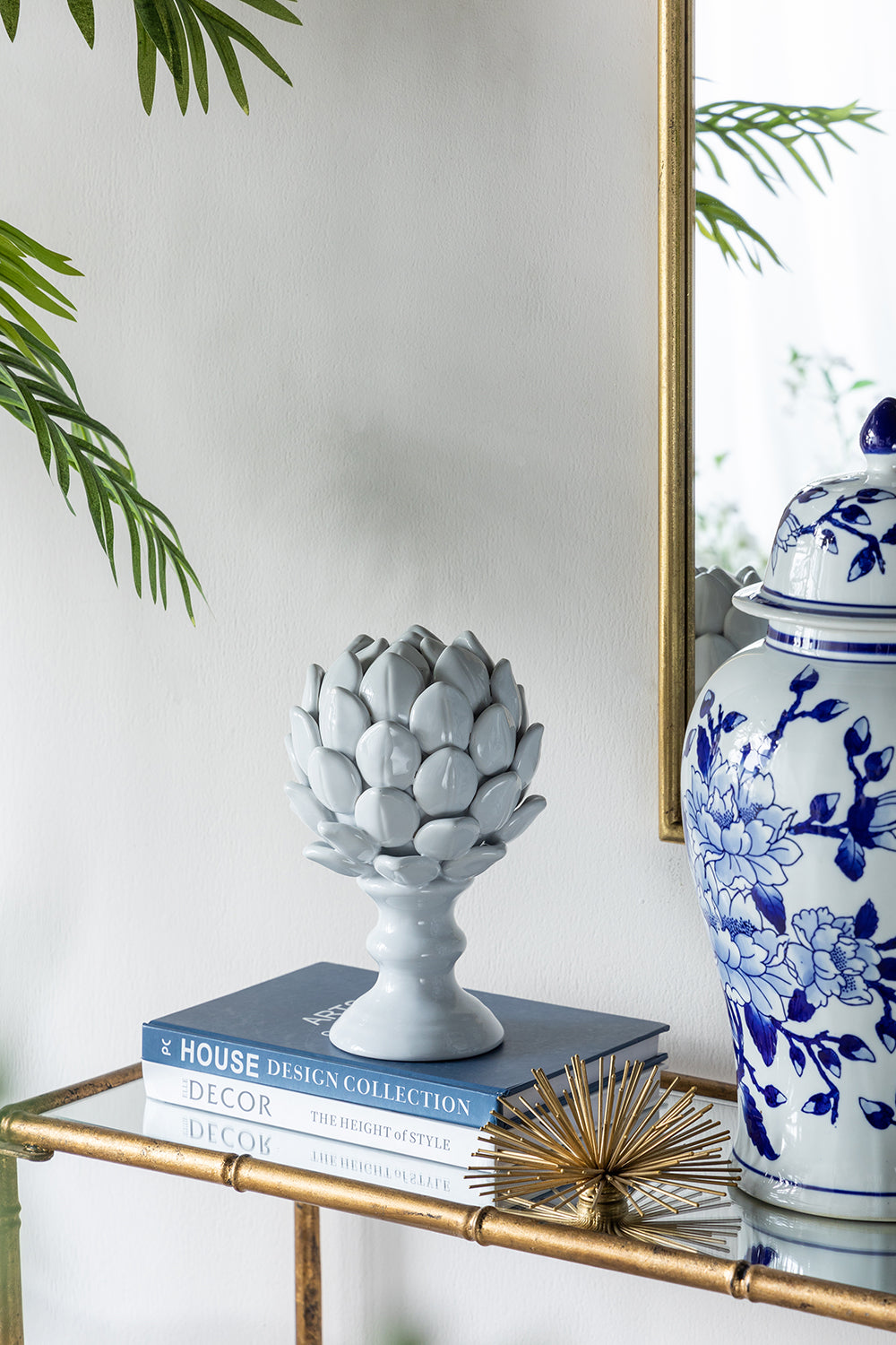 Artichoke Finial Large White Ceramic 26cm Decorative Accent Piece