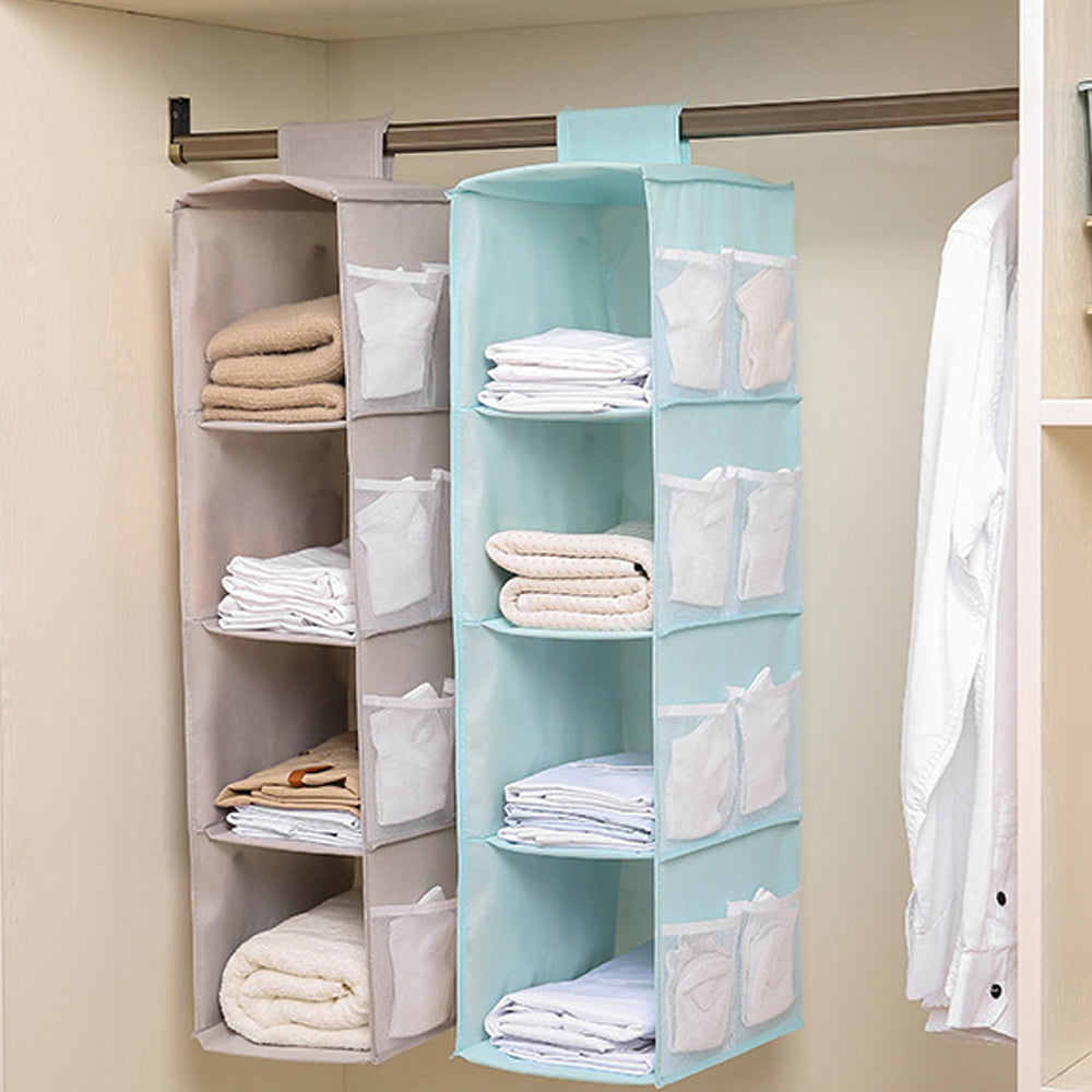 4 Layers Hanging Cube Closet Organizer with Side Storage
