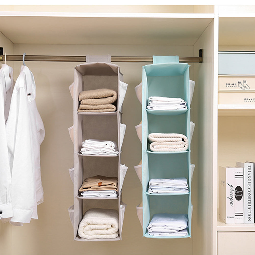 4 Layers Hanging Cube Closet Organizer with Side Storage