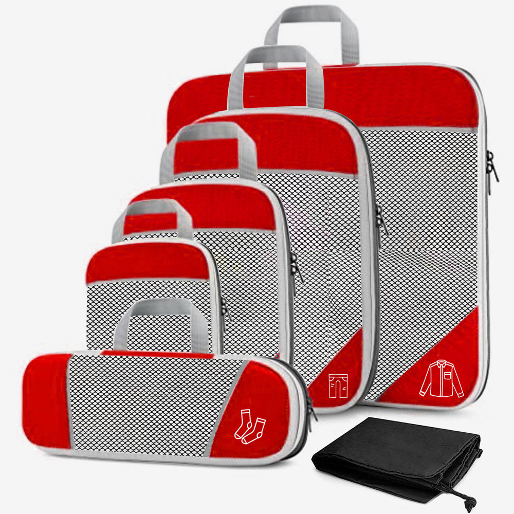 Pack of 6 Compression Packing Cube Traveling Storage Bags