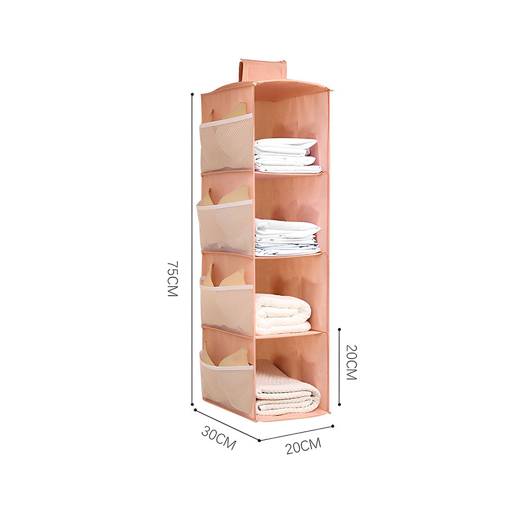 4 Layers Hanging Cube Closet Organizer with Side Storage