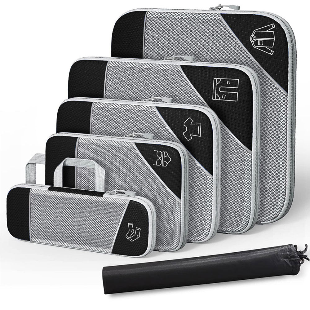 Pack of 6 Compression Packing Cube Traveling Storage Bags