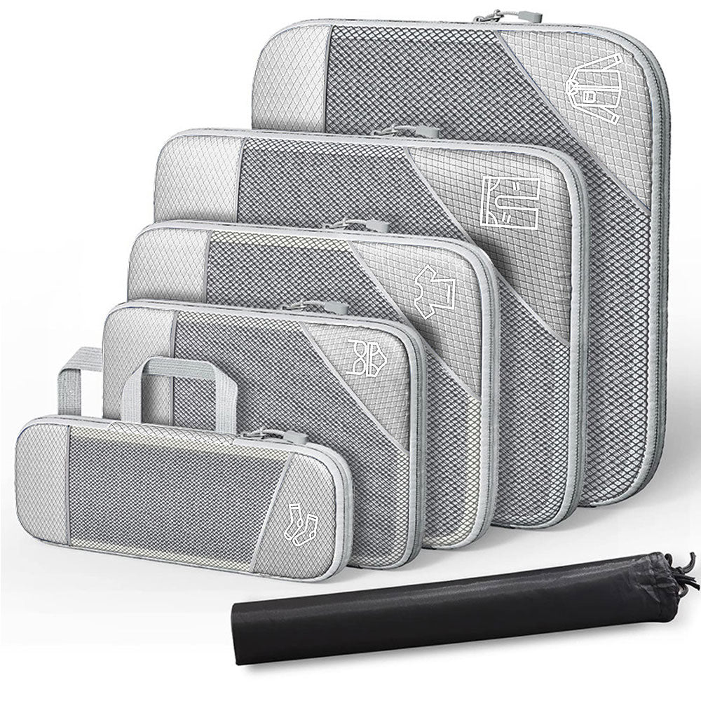 Pack of 6 Compression Packing Cube Traveling Storage Bags