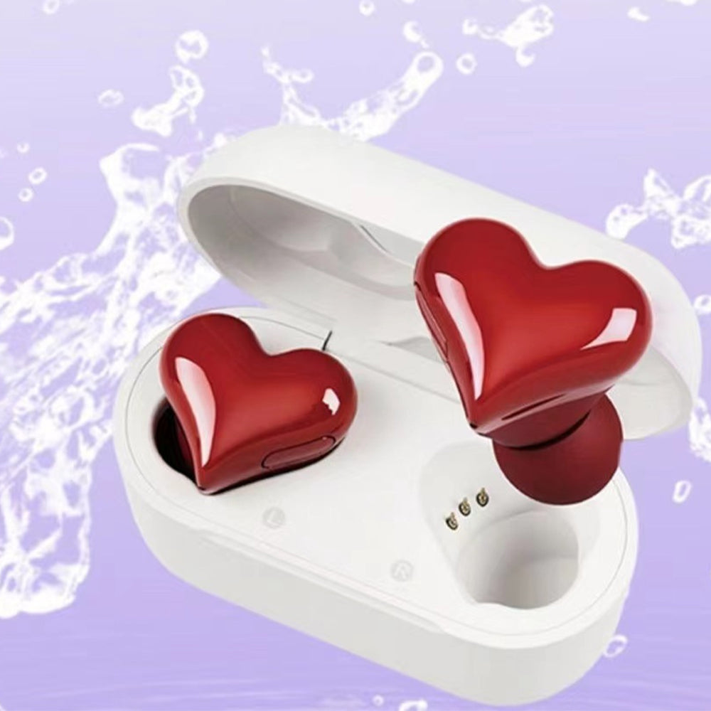 Wireless Bluetooth Heart Style Earphones - USB Rechargeable