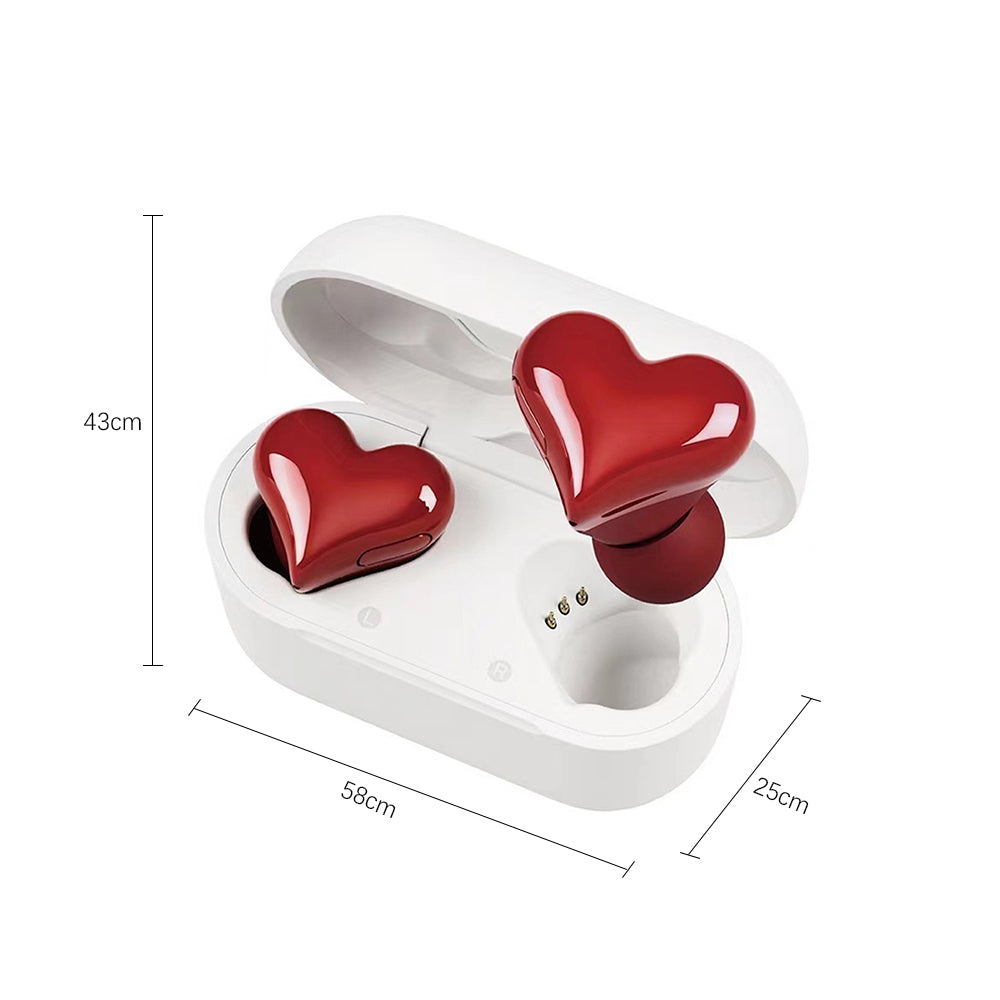 Wireless Bluetooth Heart Style Earphones - USB Rechargeable