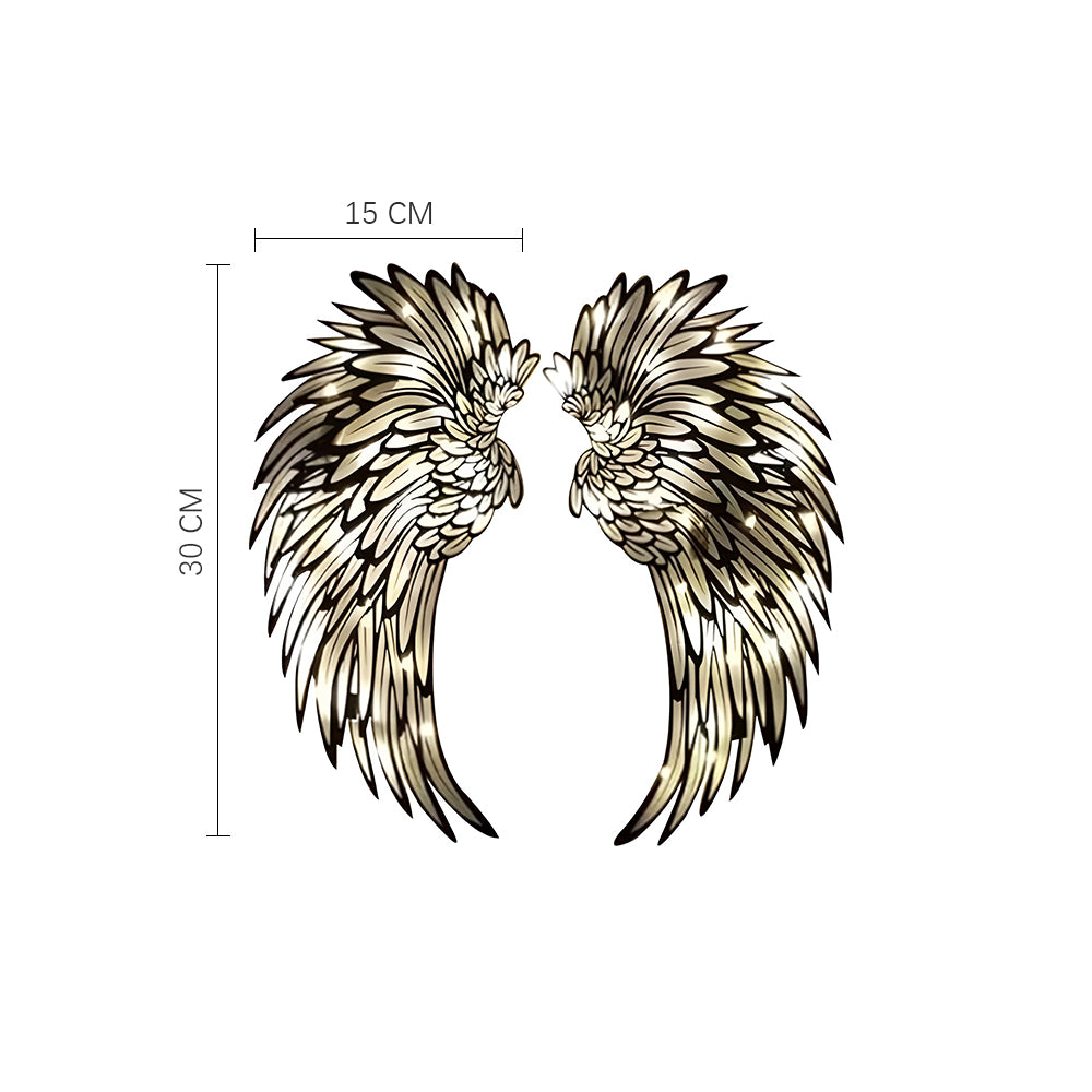Angel Wings Metal Wall Decor with LED Light -Battery Powered