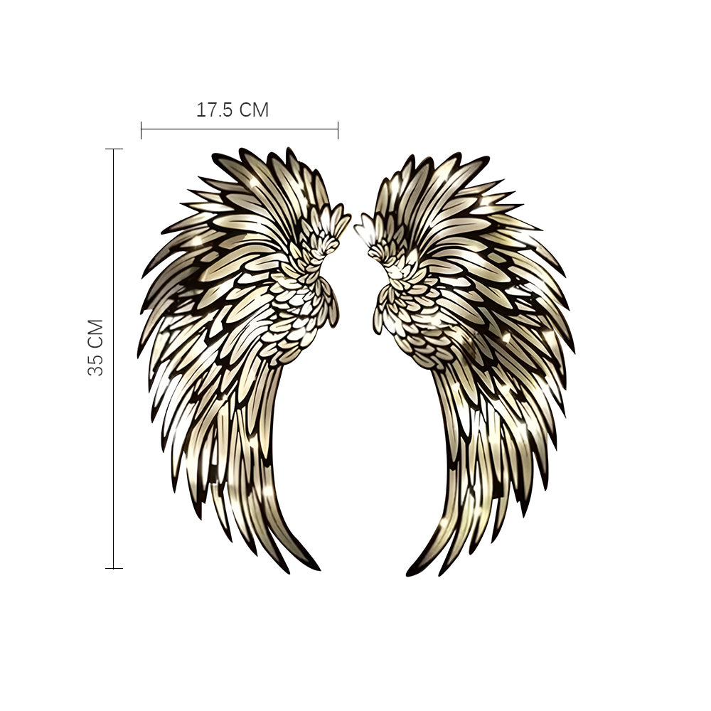 Angel Wings Metal Wall Decor with LED Light -Battery Powered