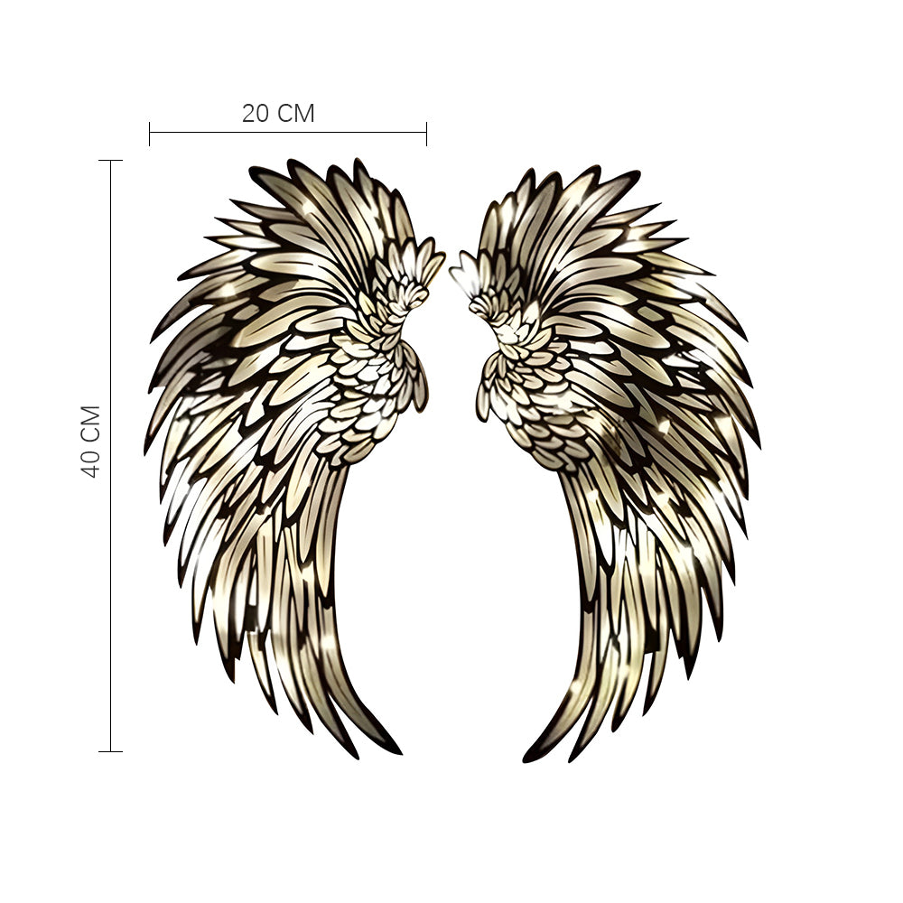 Angel Wings Metal Wall Decor with LED Light -Battery Powered