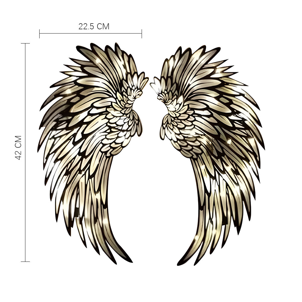Angel Wings Metal Wall Decor with LED Light -Battery Powered