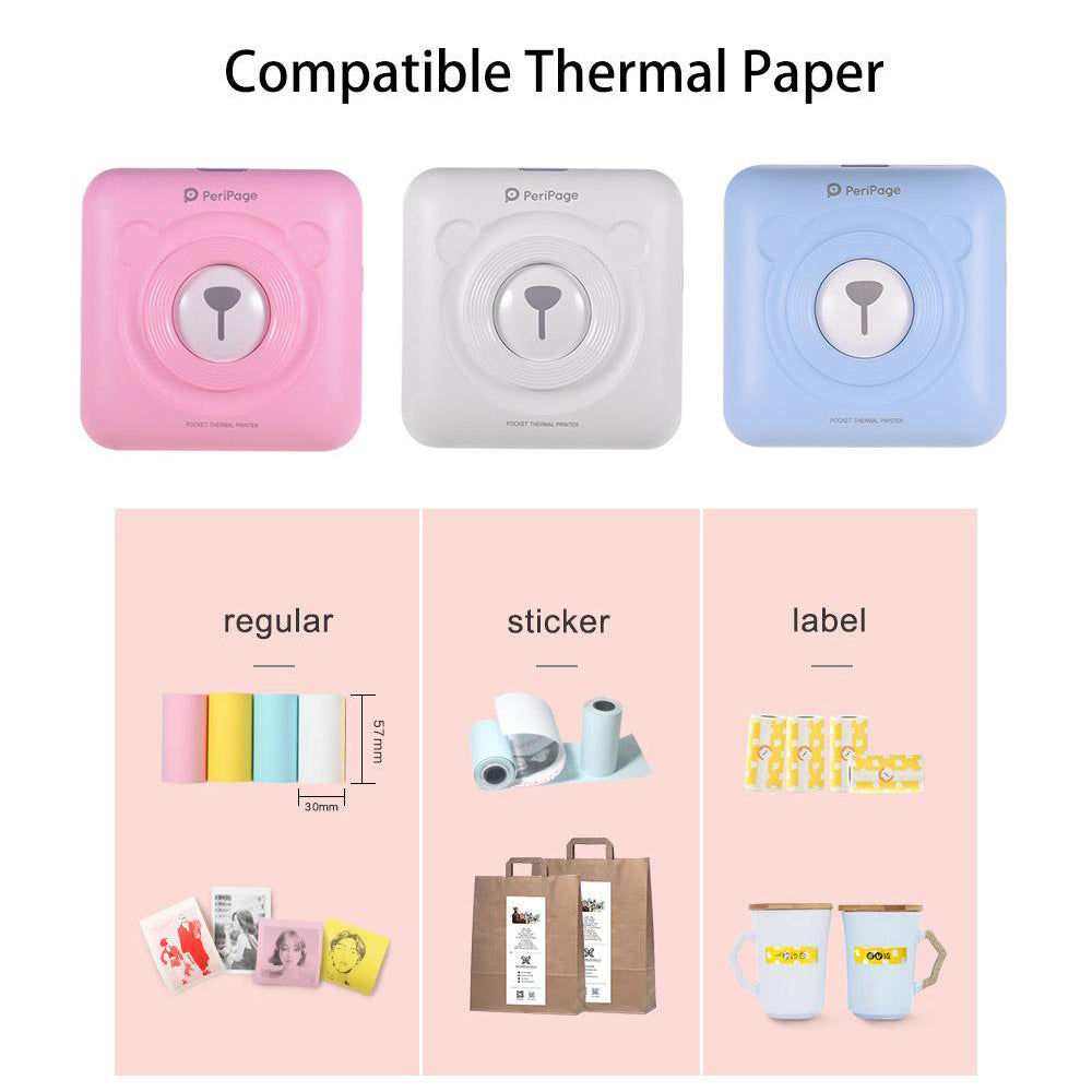 Mini Pocket Thermal Paper Photo Printer with Paper- USB Rechargeable