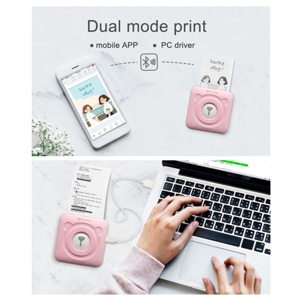 Instant Printing Mini Pocket Kid's Thermal Paper Photo Printer- USB Charging